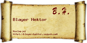 Blayer Hektor névjegykártya